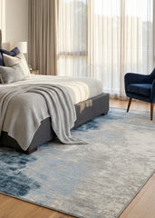 Blue And Grey Abstract Style Area Rug
