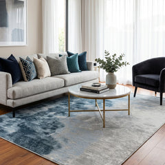 Blue And Grey Abstract Style Area Rug