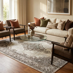 Grey And Brown Vintage Area Rug