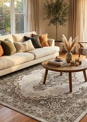 Grey And Brown Vintage Area Rug