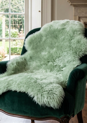 mint sheepskin rug