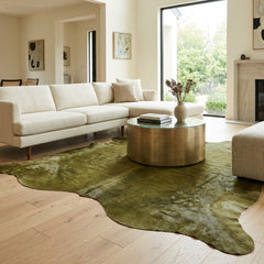 Dyed Olive Green Cowhide Rug