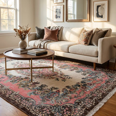 Vintage Hand-Knotted Distressed Turkish Rug