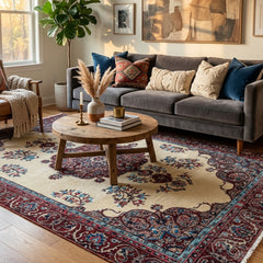 Vintage Hand-Knotted Distressed Turkish Rug