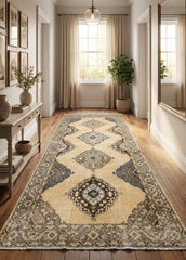 Vintage Hand- Knotted Turkish Wool Runner Rug