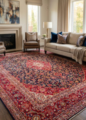 Vintage Isfahan Hand-Knotted Wool Persian Rug (Size: 285 X 390 CM)