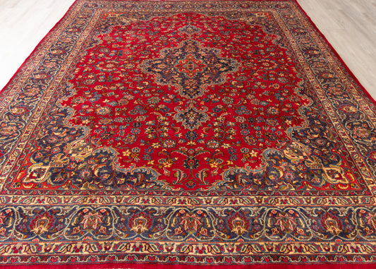 Vintage Mashad Hand-Knotted Wool Persian Rug (Size: 295 X 375 CM)