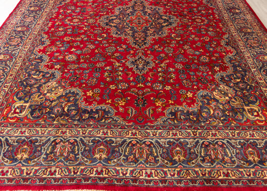 Vintage Mashad Hand-Knotted Wool Persian Rug (Size: 295 X 375 CM)