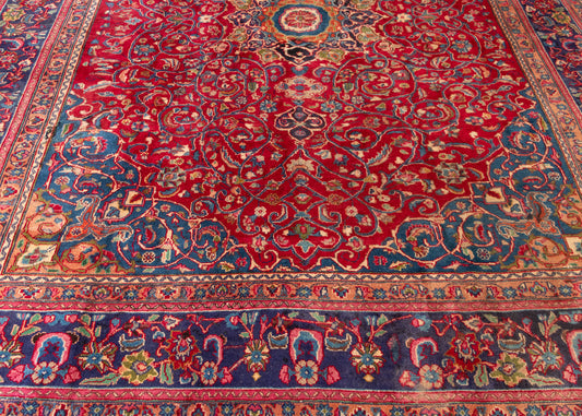 Vintage Sabzevar Hand-Knotted Wool Persian Rug (Size: 300 X 373 CM)