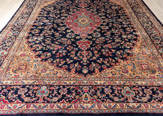 Signed Vintage Neyshabur Hand-Knotted Wool Persian Rug (Size: 305 X 400 CM)