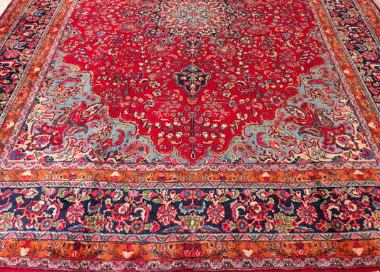 Vintage Sabzevar Hand-Knotted Wool Persian Rug (Size: 300 X 380 CM)