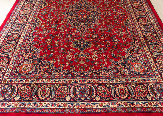 Signed Vintage Mashad Hand-Knotted Wool Persian Rug (Size: 245 X 340 CM)