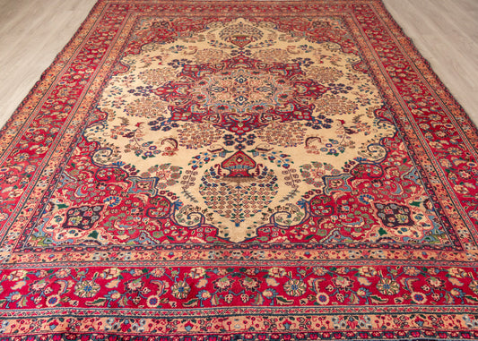 Vintage Sabzevar Hand-Knotted Wool Persian Rug (Size: 290 X 380 CM)