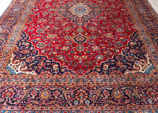 Vintage Kashan Hand-Knotted Wool Persian Rug (Size: 285 X 400 CM)