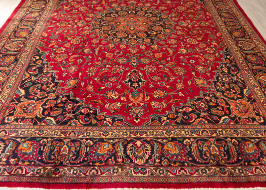 Vintage Mashad Hand-Knotted Wool Persian Rug (Size: 290 X 395 CM)