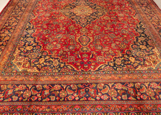 Vintage Kashan Hand-Knotted Wool Persian Rug (Size: 300 X 390 CM)