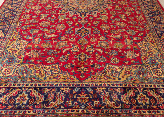 Vintage Sabzevar Hand-Knotted Wool Persian Rug (Size: 255 X 365 CM)