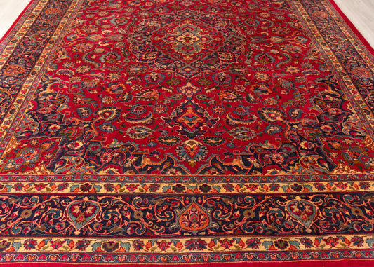 Vintage Yazd Hand-Knotted Wool Persian Rug (Size: 300 X 380 CM)