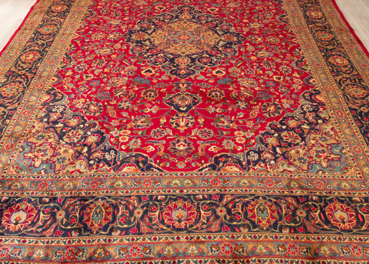 Vintage Yazd Hand-Knotted Wool Persian Rug (Size: 295 X 380 CM)