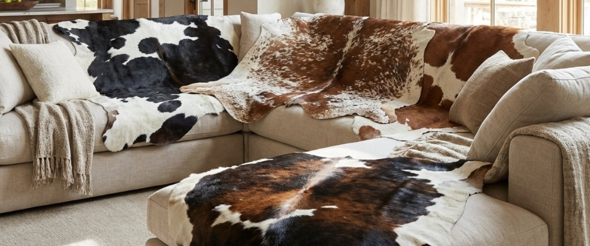 Premium calfskin rugs with natural patterns for Australian interiors
