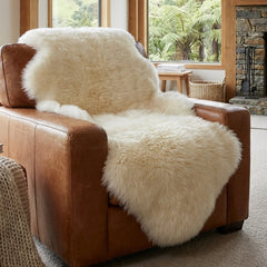 Natural White Long Wool Sheepskin Rug