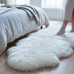 double natural white sheepskin rug
