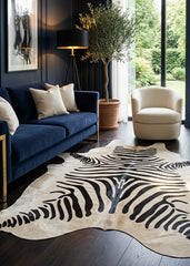Zebra Printed Cowhide Rug (Size: 230 x 210 CM)