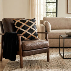 black-tan-lattice-cowhide-cushion-brown-leather-chair
