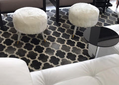 black and grey cowhide patchwork area rug