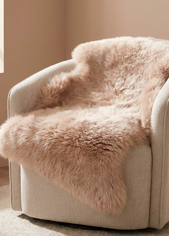 blush beige sheepskin rug in NZ