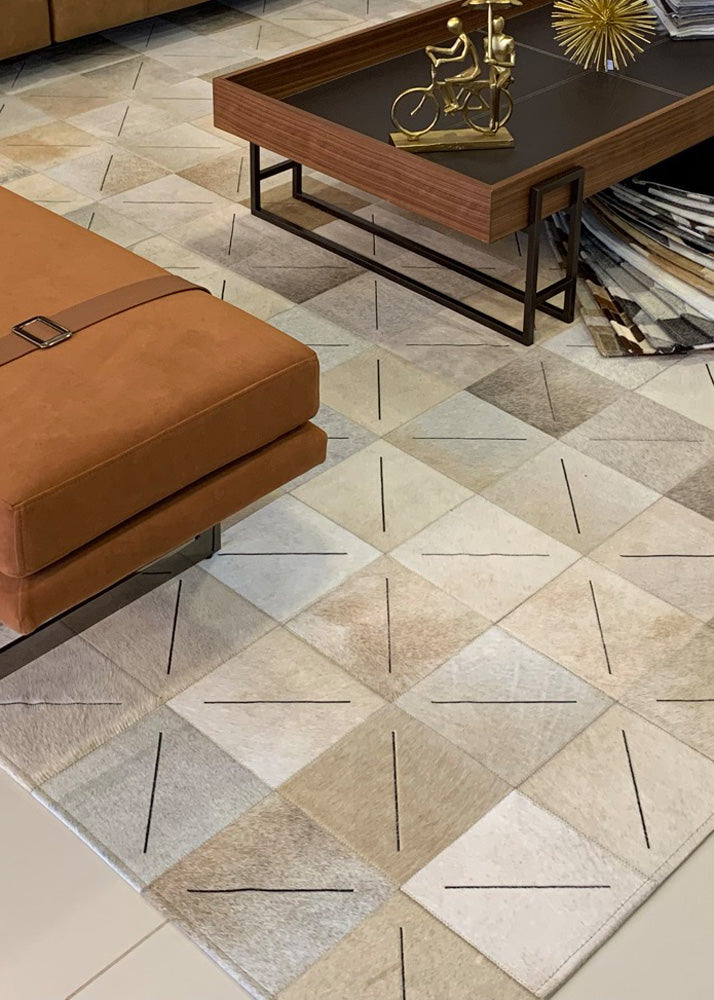 stitched patchwork cowhide rug Australia