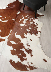 Brown And White Cowhide Rug (Size: 240 X 210 CM) CHR2737