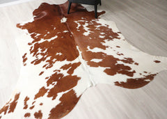 Brown And White Cowhide Rug (Size: 240 X 210 CM) CHR2737