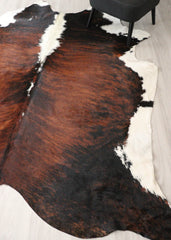 (Rare) Dark White Spine Belly Brindle Cowhide Rug (Size: 250 X 220 CM) CHR2704
