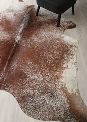 (Rare) Salt Pepper Brown & White Cowhide Rug (Size: 240 X 210 CM) CHR2743