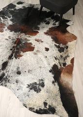 (Rare) Salt Pepper Tri-Color Cowhide Rug (Size: 240 X 210 CM) CHR2710
