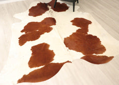 Brown And White Cowhide Rug (Size: 240 X 210 CM) CHR2711