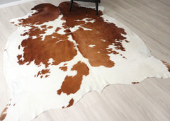Brown And White Cowhide Rug (Size: 230 X 200 CM) CHR2714