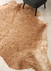 (Rare) Long Hair Brown Cowhide Rug (Size: 230 X 210 CM) CHR2718