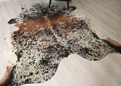 (Rare) Salt Pepper Tri-Color Cowhide Rug (Size: 240 X 210 CM) CHR2727