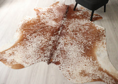 (Rare) Salt Pepper Brown & White Cowhide Rug (Size: 220 X 200 CM) CHR2733