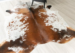 (Rare) Salt Pepper Tri-Color Cowhide Rug (Size: 240 X 220 CM) CHR2451