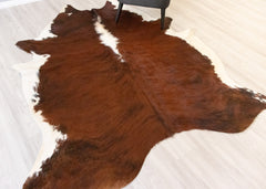 Dark White Spine Belly Brindle Cowhide Rug (Size: 230 X 200 CM) CHR2148