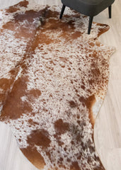 Salt Pepper Brown & White Cowhide Rug (Size: 240 X 200 CM) CHR2128