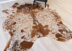 Salt Pepper Brown & White Cowhide Rug (Size: 240 X 200 CM) CHR2128