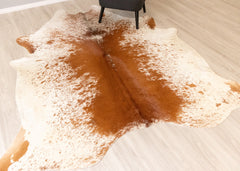 Salt Pepper Brown & White Cowhide Rug (Size: 240 X 220 CM) CHR2245