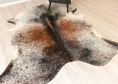 (Rare) Salt Pepper Tri-Color Cowhide Rug (Size: 250 X 210 CM) CHR2247