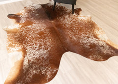 Salt Pepper Brown & White Cowhide Rug (Size: 250 X 200 CM) CHR2249