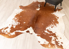 Brown And White Cowhide Rug (Size: 240 X 210 CM) CHR2253