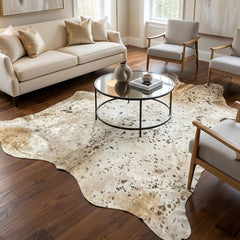 Designer Gold Speckled Champagne Cowhide Rug (Size: 260 x 240 CM)